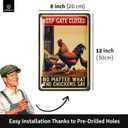 3 x Vintage Tin Sign - Gates Closed Chickens, Decor for Coop & Outdoor, Chicken Lover Gifts, Metal Signs 12x8