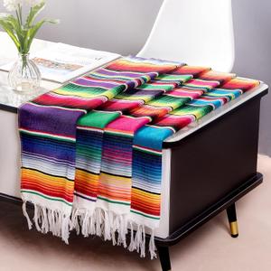 Mexican Table Runner 4-Pack 14 x 84 Inches Fiesta Mexican Theme Party Decoration for Cinco de Mayo Fiesta Party Serape Zarape Table Runner