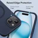 ESR for iPhone 15 Pro Max Case with MagSafe, Supports Magnetic Charging, Slim Liquid Silicone Case, Shock Absorbing, Screen and Camera Protection, Cloud Series, Dark Blue