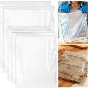 Palksky Oven Rack Cleaning Bags, Heavy Duty No Scrub Oven Rack Cleaning Bags, Reusable Leak-Resistant PE Bags for Deep Soaking Grill Grates, BBQ Racks, No Cleaner Included, 5 Pack (15.7''*23.7''+19.6''*27.5'')