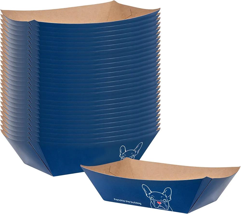 Bio Tek 1/2 Pound Food Boats, 400 Disposable Paper Food Trays - Heavy-Duty, Greaseproof, Frenchie Paper Food Boats, for Snacks, Appetizers, Or Treats, Use at Parties Or Carnivals - Restaurantware