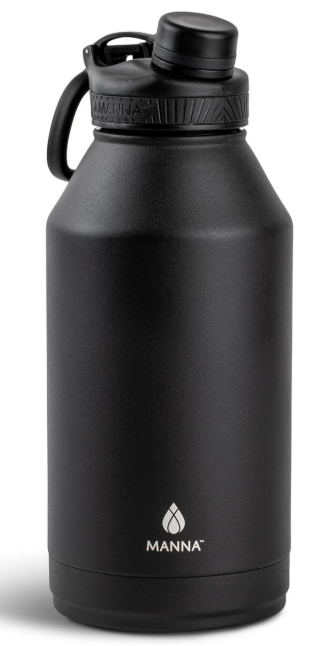 Manna Saratoga Double-wall Insulated Stainless Steel Bottle - 64 Oz - Powder Coated Black