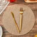 Mifoci 100 Pieces Burlap Placemats Bulk 15.75 Inches Burlap Round Reusable Placemats Brown Table Mats Circle Rustic Table Decorations for Wedding Fall Christmas Dinner Holiday Farmhouse Supplies