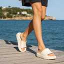 Platform Slides for Women and Men | Chunky Thick EVA Sole with Stable Support | Non-Slip for Daily Wear (Black)