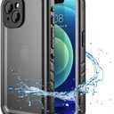 Waterproof Phone Case Underwater Protect for iPhone 14 13 11 12 Pro Max SE 2nd 2020 3rd 2022 Built-in Screen Protector,Black,for iPhone 12 Mini
