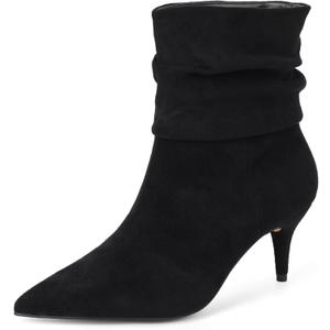 CosyFever Sexy Slouch Ankle Boots for Women with Fashion Mid Stiletto Heels Pointed Toe (8, Black)