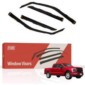R-GEE in-Channel Window Rain Guards Fit for Ford F150 2021-2025 SuperCrew, Extra Durable Window Deflectors, Vent Window Visors Exterior Car Accessories, 4 Pieces