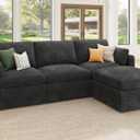 HONBAY Modular Sectional Couch with Storage Seats, L Shaped Sectional Sofa with Storage, Chenille Sectional Couches for Living Room, Grey