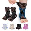 LISEPWU Copper Ankle Brace with Adjustable Compression Bandage, Ankle Support Compression Sleeve for Men & Women, for Foot Pain, Sprained Recovery, Achilles Tendonitis, Sports Protection(Black L)