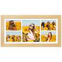 Gaevuian 11x23 Picture Frame Display 5 opening 5x7 and 8x10 Picture Frame Collage, Multi Photo Frame with Mat, Plexiglass, Horizontal and Vertical Formats for Wall Decor, Natural Wood Grain