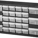 Akro-Mils 10726 26-Drawer Plastic Drawer Storage Cabinet for Garage Organization, Bead Organizer, Lego Storage, Teacher Toolbox, Makeup Organizer, and More, 20-Inch W x 6-Inch D x 10-Inch H, Black