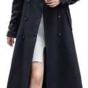 ebossy Women's Double Breasted Duster Trench Coat Slim Full Length Maxi Long Overcoat (Black, S)