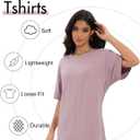 Siimcuzy 4 Pack Oversized Tshirts for Women, Loose Fit Crew Neck Summer Baggy Tops Workout Tees Plus Size T Shirts 1 Black 1 White 1 Dark Pink 1 Khaki, Medium