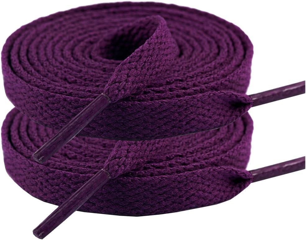 47" Solid Color Flat Shoelaces for Sneakers Hiking Boots Running Shoes