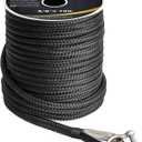 MARINE SYSTEM Made 3/8 Inch 100 FT 150 FT Black Grey Nylon Anchor Line Double Braided Anchor Rope/Line with Thimble (3/8" x 100' Black Nylon)