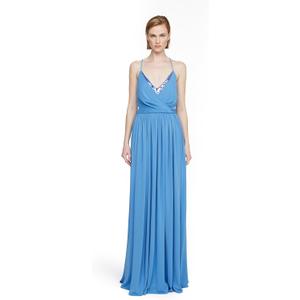 HALSTON Women's Jeanne Matte Jersey Gown, French Blue Size8