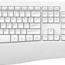 Ergonomic Keyboard and Mouse Combo, Full Size Cordless Computer Keyboard with Palm Wrist Rest Ergonomic Mouse for Windows Computers Laptops - White