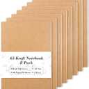 feela 8 Pack A5 Kraft Notebooks, 60 Lined Blank Pages Travel Journal Bulk, Soft Cover Notebooks for Women Girls Students, Making Plans Writing Memos Office School Supplies, 8.3 X 5.5 in