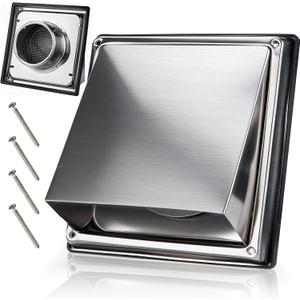 4 Inch Dryer Vent Cover Outside, Stainless Steel Exterior Vent Cover - Weatherproof Rustproof, High Temp Resistant for House Wall, Range Hood & AC, Opening Diameter: 3.8" (Silvery)