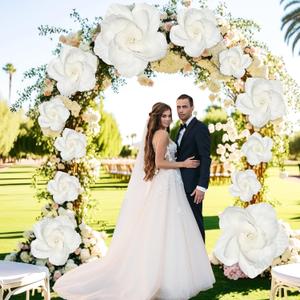 Giant Paper Flowers Artificial Large Paper Flower Decoration for Handcrafted Wall Backdrop Christmas Mexican Wedding Graduation Bridal Shower Birth Party Supplies(White,12 Pcs)