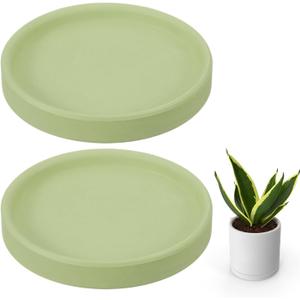 uxcell 2 Pcs Round Plant Saucers, 4 Inch Ceramics Plant Drip Trays for Pots, Heavy Duty Flower Pot Saucers for Indoors and Outdoors, Dark Green