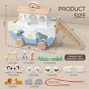 Joyreal Wooden Noah's Ark Toy for 1 Year Old Baby Boy and Girl Baptism Gift - Neutral Color Montessori Educational Toy with Animal Shape Sorter - Christian Toys for Toddler 1-3 Christmas Birthday Gift