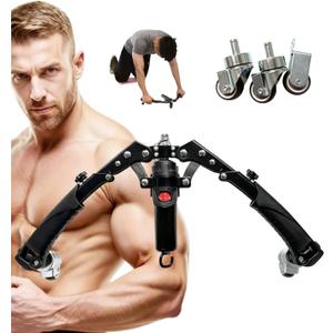 Adjustable Twister Arm Exerciser, 22-440lb Hydraulic Power for Men Women, 3 in 1 Hydraulic Power Chest Workout Equipment with Ab Roller Wheels and Hooks, Shoulder Muscle Training Fitness Equipment