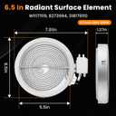 Upgraded 6.5 In DG47-00060A W11171119 Electric Range Single Radiant Surface Heating Element Replacement for Whirl-pool May-tag Kitchen-Aid Jenn-Air Range Stove, Replace 8273994 W10823711 By Fetechmate