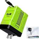 2in1 Compatible with 120w Fast Charger, 2025 New Retractable Wall Fasts Charging Power Adapter with All in One Foldable Plug, MultiFunctional Fast Smart Charger for Phone, Tablet, Laptops (Green)