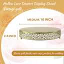 16 Inch Gold Cake Stand,Round Floral Lace Metal Display Tray