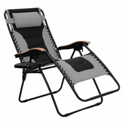 Phi Villa Oversized Zero Gravity Padded Chair, Cup Holder, Wood Armrest