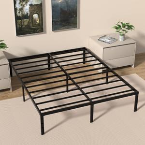 King Size Bed Frame 14 Inch Heavy Duty Metal Platform Bed Mattress Foundation Support No Box Spring Need, Black 