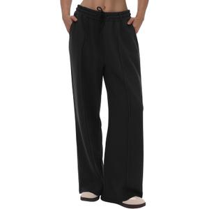 Wide Leg Sweatpants Women - Baggy High Waisted Straight Leg Loose Sweat Pants with Chic Seams Drawstring Pockets (Medium, 1-black)