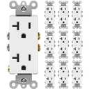 BESTTEN 10 Pack 20 Amp Decorator Wall Receptacle Outlet, Non-Tamper-Resistant, 20A/125V/2500W, Residential and Commercial Use, UL Listed, White