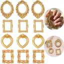 12Pcs Mini Gold Picture Frames, Antique Small Resin Frames for Jewelry Display, Tiny Frames for DIY Photo Crafts Holiday Party Wedding Decor