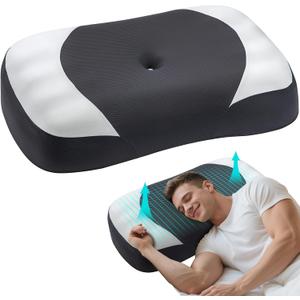 King Size Cervical Pillow for Side Sleepers, High Loft Contour Memory Foam Pillow for Neck & Shoulder Pain Relief, Ergonomic Support Pillow for Better Spinal Alignment with Cooling Cover
