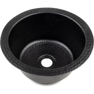 Monarch Abode Kitchen & Bar Sink 12-inch Essex Dual Mount Drop in Bar Prep Sink, Hand Hammered Matte Black Aluminum Sinks, Drop in or Undermount Kitchen Sinks, Single Circular Dual Mount Bowl