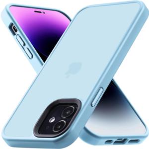 3 x for iPhone 12 Phone Case, Shockproof for iPhone 12 Pro Case, Military Grade Drop Protection, Protective Hard Back Slim Translucent Case, Sierra Blue