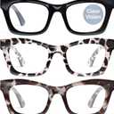 CCVOO Oprah Style Reading Glasses Women - Lightweight Readers with 99% Blue Light Blocking - UV 400 Cheaters Spring Hinge 1.75