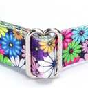 Heavy Duty Nylon Dog Collar, Adjustable Martingale Dog Collar for Walking Training Boy and Girl Dogs Medium Large Dogs (XL:53-62CM, Colourful Little Flowers)