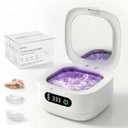 Portable Ultrasonic Retainer Cleaner with UV - Cordless Rechargeable Cleaner Machine for Invisalign, Aligners, Night Guards, Dentures | Travel-Ready with Built-in Mirror