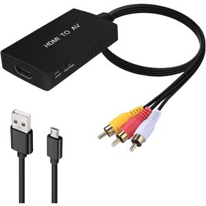 HDMI to RCA Converter, HDMI to AV for Apple TV, Roku, Fire Stick - Black