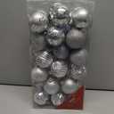 2.36" Christmas Ball Ornaments 36 Pcs Christmas Tree Decorations Set Shatterproof Silver Small Christmas Ornaments Balls with Hanging Loop for Holiday Party Wreath Xmas Tree Decor