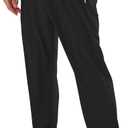 Men's Elastic Waist Hiking Pants Water Resistant Quick-Dry Lightweight Outdoor Sweatpants with Zipper Pockets (Black, M)