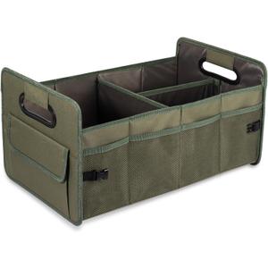 JiatuA Car Trunk Organizer, Car Organizers and Storage Collapsible Multi Compartment Container Box, Adjustable Car Accessories for SUV Sedan Truck, Standard Size, Green