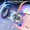 Mini Karaoke Machine for Kids Adults, Birthday Gifts Toys for Girls Ages 4 5 6 7 8 9 10 11 12+ Years Old, Portable Bluetooth Speaker and 2 Wireless Microphones with Disco Lights, Pink