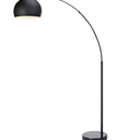 Teamson Home Arquer 66.93" Arc Floor Lamp for Living Rooms, Home Offices, Dining Rooms, Bedrooms with Faux Black Marble Base and Black Bell Shade