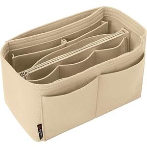 OMYSTYLE Purse Organizer Insert, Felt Tote Bag Organizer Insert with 5 Sizes, Handbag Dividers for Inside Purse, Compatible with Longchamp, Neverful, Speedy and More, Beige