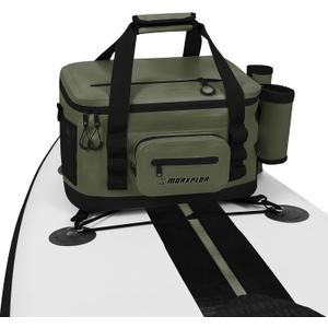 Waterproof Shell 24 cans Paddle Board Cooler Bag, Sup Deck, Kayak Cooler Bag Accessories (Army Green)