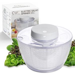 COOK WITH COLOR Electric Salad Spinner, Round 4.5L Capacity  Fast Drying & Easy Spin for Fresh Greens, Goat/Mink